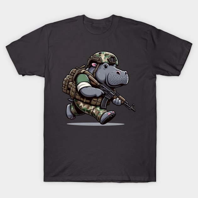 Tactical Hippo T-Shirt by Rawlifegraphic